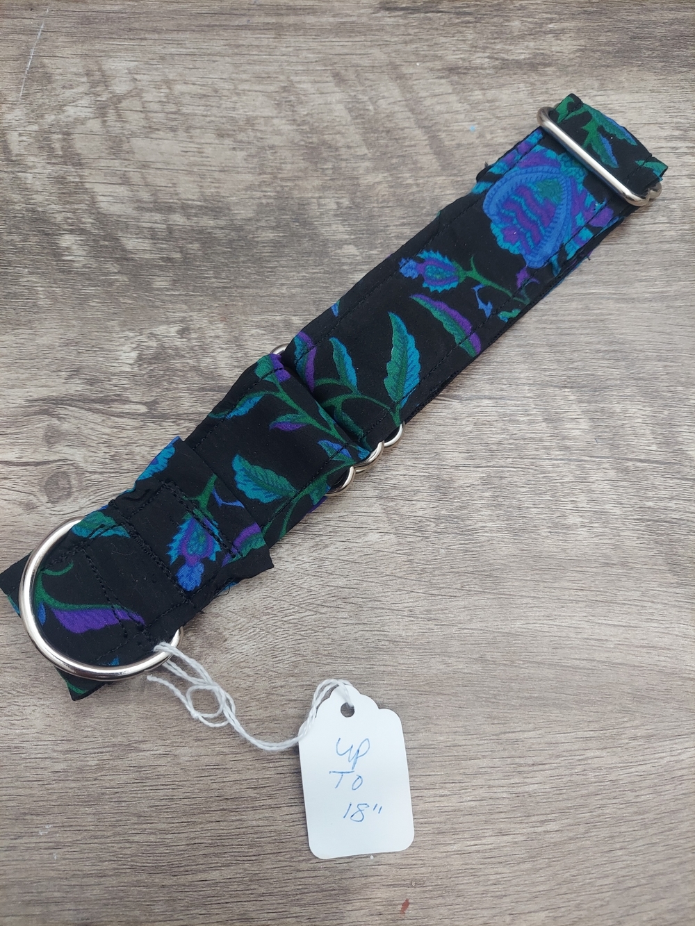 Custom Martingale Dog Collar 1.5" Jewel Tone Floral Paisley Blue Purple 18"